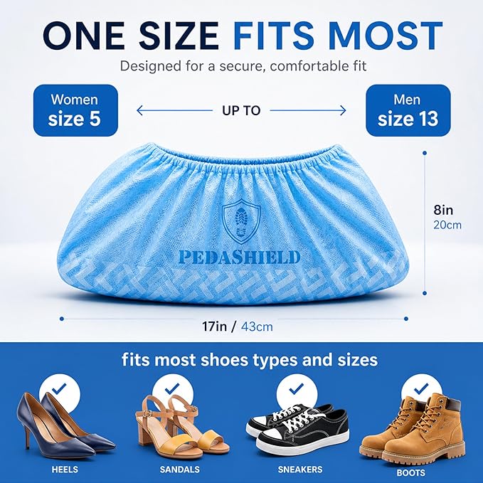 330 Premium XL Booties -Thick Extra Large Disposable Boot & Shoe Covers, Non Slip Water Resistant Foot Protectors, Construction Durable 42GSM for Indoors Outdoors, Up to US Men 13, Women 15