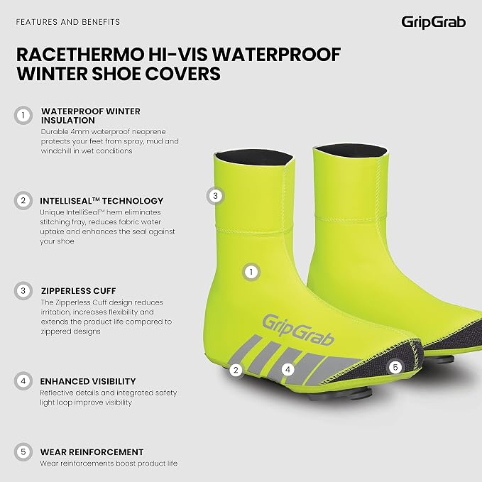 GripGrab RaceThermo Waterproof Winter Road Bike Overshoes Windproof Thermal Cold Weather Neoprene Cycling Shoe Covers
