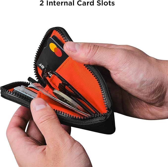 ALPAKA Zip Card Pouch - Card Wallet and Coin Pouch - Holds 12-20 Cards and Cash Holder with Black Axoflux, RFID Blocking Weatherproof Material