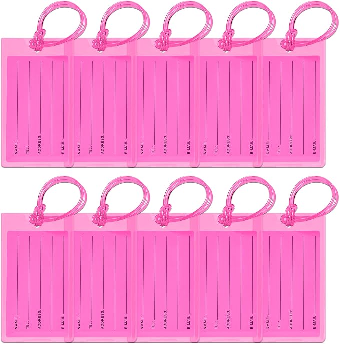 10 Pack Luggage Tags for Suitcases, Airplane Travel Essentials for Flying, International Travel Must Haves, and Luggage Accessories by Sodsay
