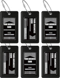 Luggage Tags Business Card Holder by TUFFTAAG - Flexible PVC Travel ID Bag Tag, Black, 6 Pack
