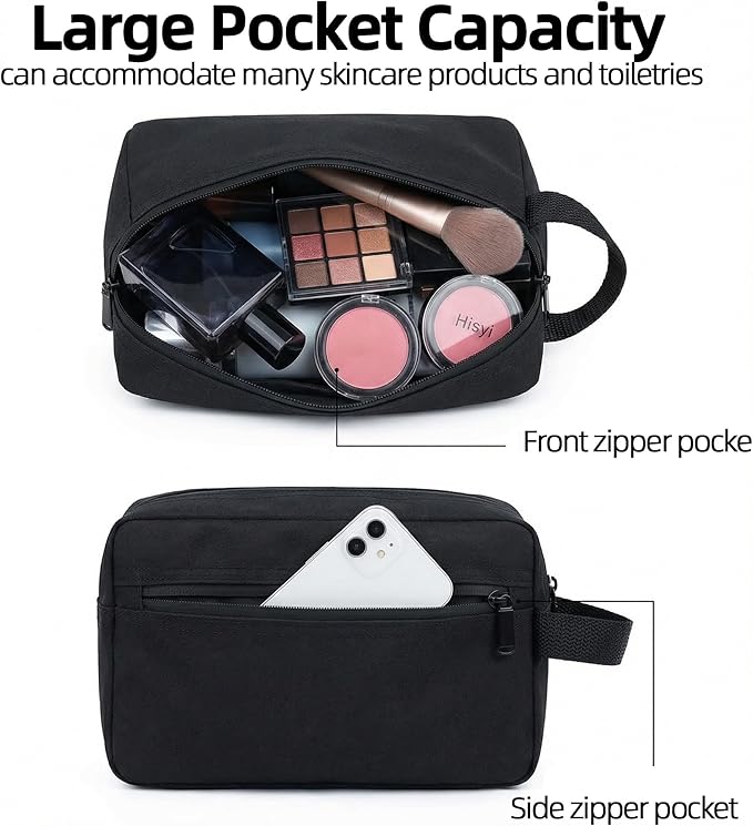DSYSC Travel Toiletry Bag for Women Men, Small Makeup Bag, Water-Resistant Cosmetic Bag, Cosmetic Pouch, Traveling Dopp Kit, Travel Essentials Accessories (Blue)
