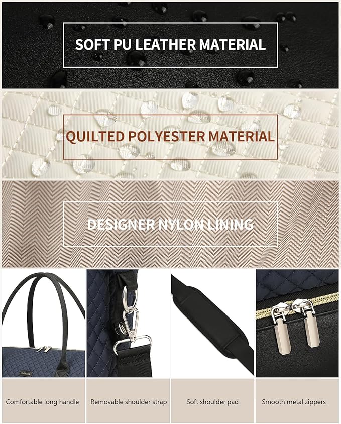 Weekender Bags for Women Travel, Under Seat Carry On Bags for Airplanes Overnight Bag with Shoe Compartment Luggage Sleeve, Foldie Travel Tote Bag Hospital Bag, Travel Gifts, Navy Black