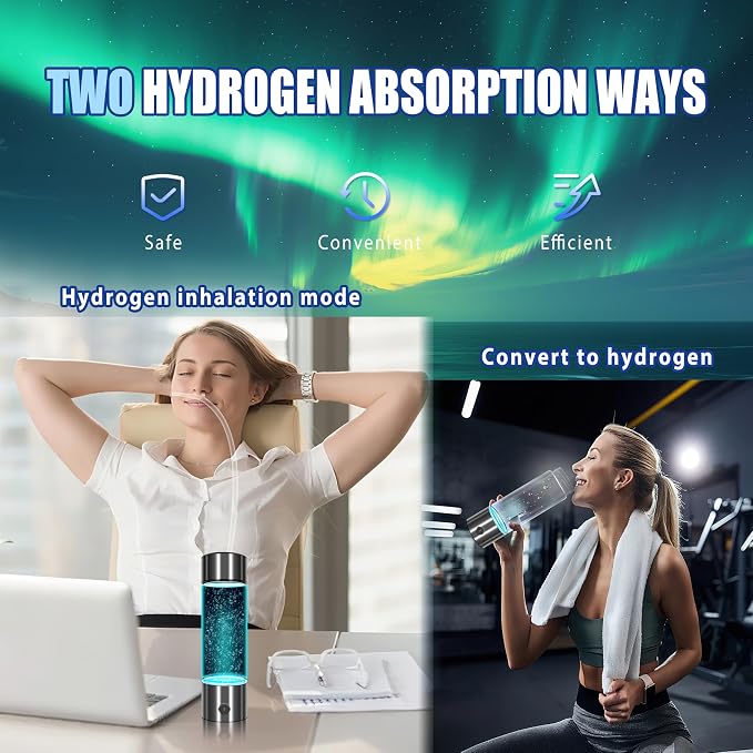 2026 New Hydrogen Water Bottle-Hydrogen Concentration up to 5000 PPB【SGS-Certified Hydrogen Generator】2026 SPE/PEM Technology Odorless Double Hydrogen Content for Sports/Home/Office/Travel HC2