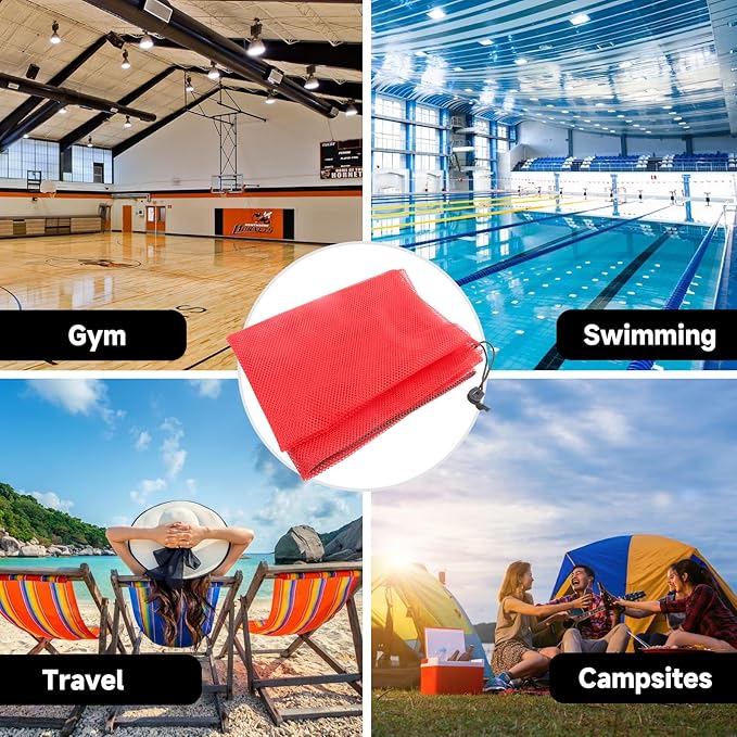 GSE Games & Sports Expert 24x36/30x40 X-Large Mesh Sports Equipment Drawstring Bag for Soccers, Basketballs, Footballs