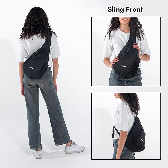 Sherpani Esprit, Anti Theft Sling Bag, Right-Handed Sling Purse, 10L Travel Bag, Crossbody Backpack, Travel Gift, Fits 10 Inch Tablet (Carbon)