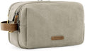 BAGSMART Toiletry Bag for Men, Canvas Travel Toiletry Organizer Dopp Kit Water-resistant Shaving Bag for Toiletries Accessories,Beige-Large