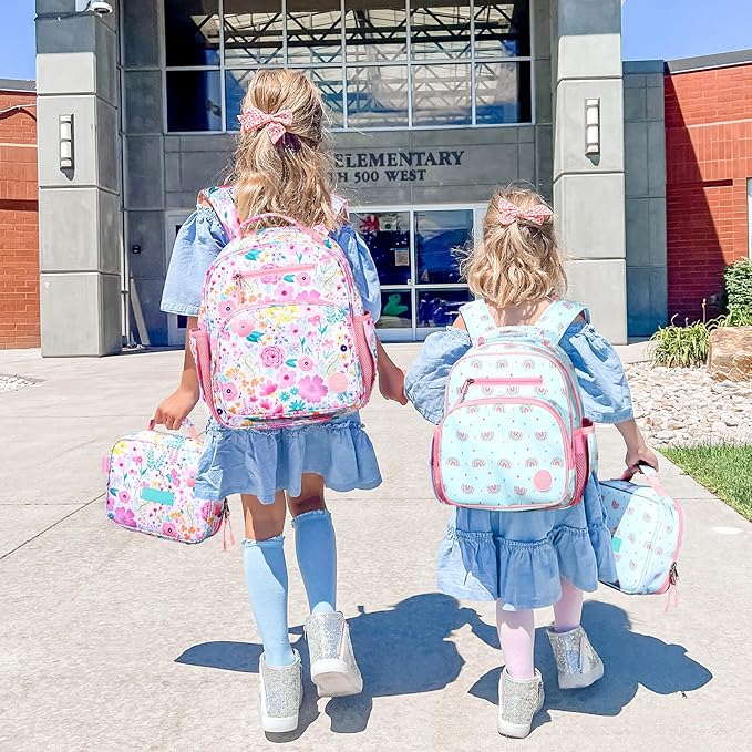 mibasies Kids Backpack for Girls: Girls Backpack 5-8 - Kindergarten Elementary School Bookbag for Girl - Strawberry Red