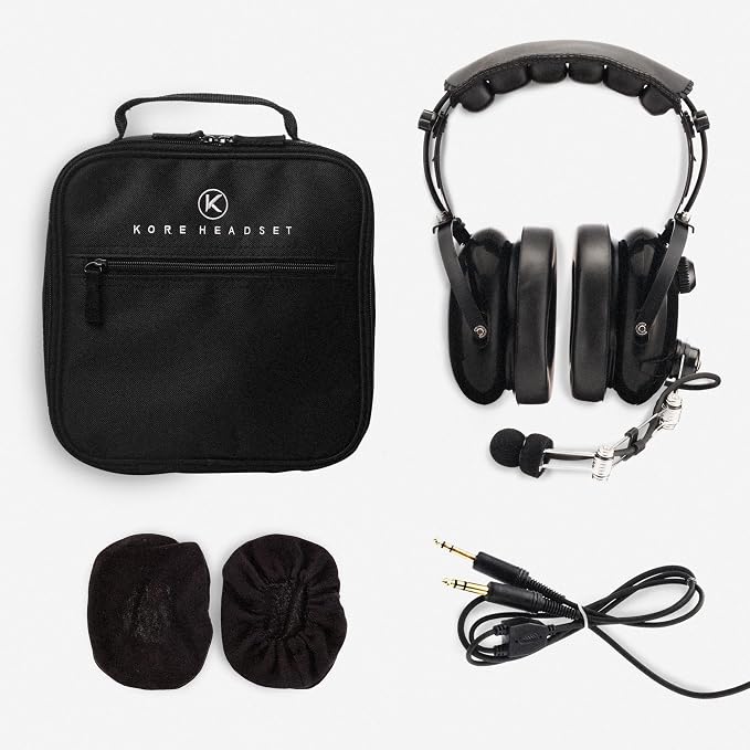 P1 General Aviation Headset with Pilot Headset Bag, and 100% Cotton Ear Cloth Cover