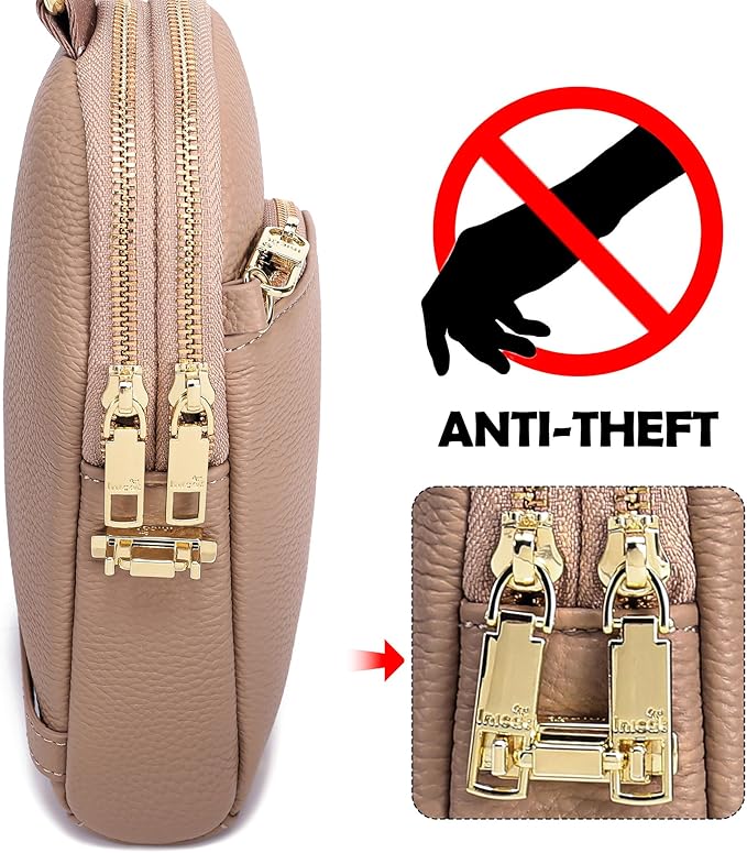 INICAT RFID Blocking Sling Bag, Anti Theft Crossbody Bag for Women Compact Travel Purses Vegan Leather