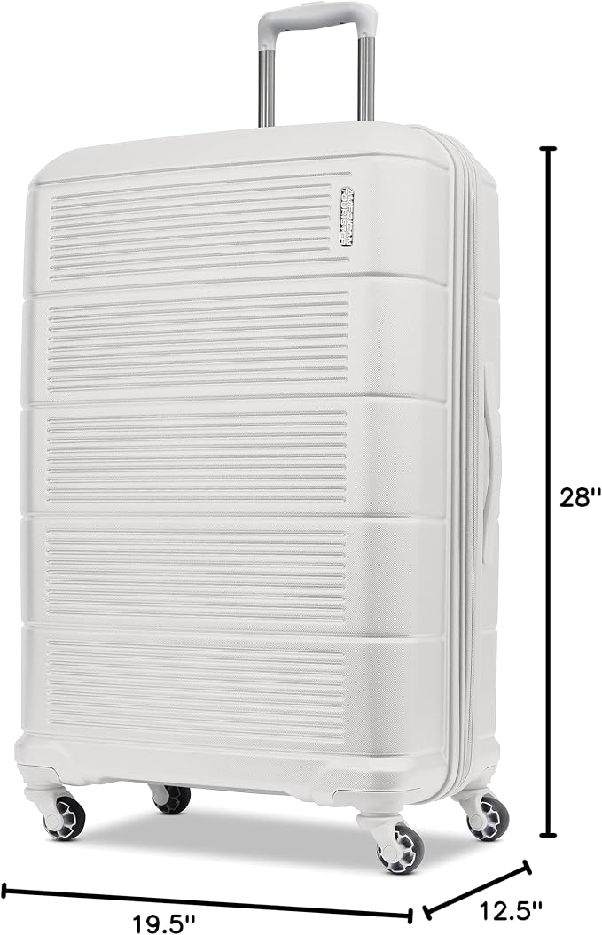 American Tourister Stratum 2.0 Expandable Hardside Luggage with Spinner Wheels, Checked-Large, White
