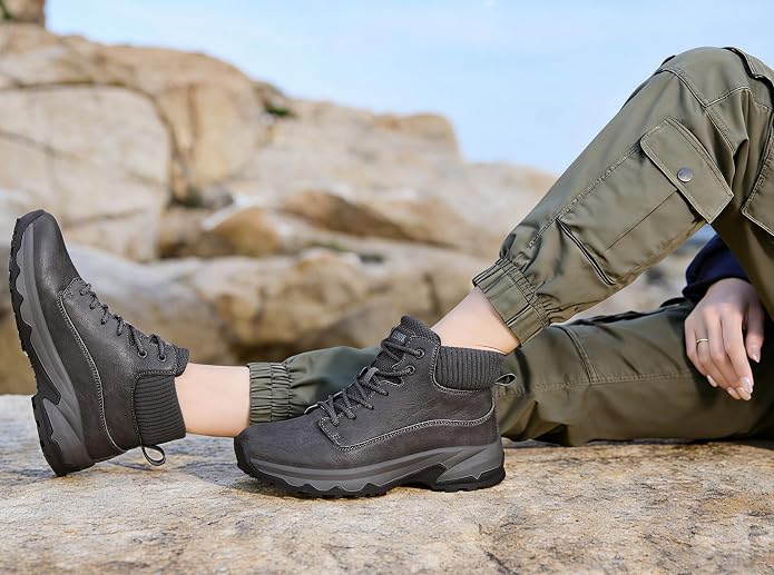 SHULOOK Non Slip Work Boots for Women Slip-Resistant Shoes Waterproof Food Service Chef Kitchen Restaurant Working Casual Comfortable Ankle Boot Outdoor Walking Booties Sneakers