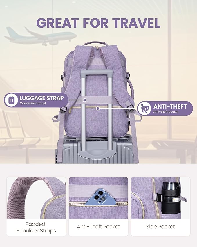 LOVEVOOK 40L Travel Backpack Flight Approved Carry on Backpack,3 Packing Cubes,Waterproof Personal Item Travel Bag,TSA Carry on Luggage Suitcase Travel Essentials,Gifts for Women & Men,fits 17" Laptop