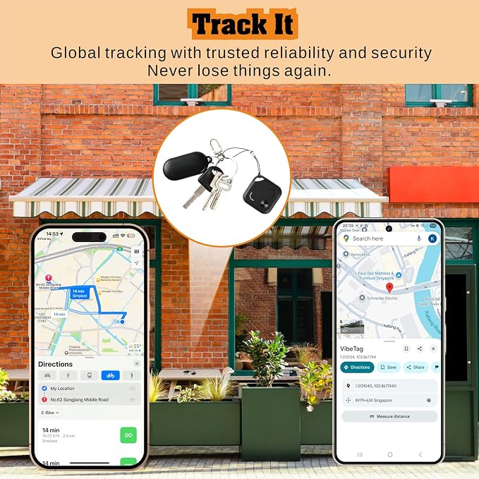 Reyke Android Air Tracker Tags-4 Pack for Both iOS & Android Phones, Dual System Bluetooth Tracker Compatible with Apple Find My (iOS) & Google Find Hub (Android) Device for Luggage, Keys, Backpack