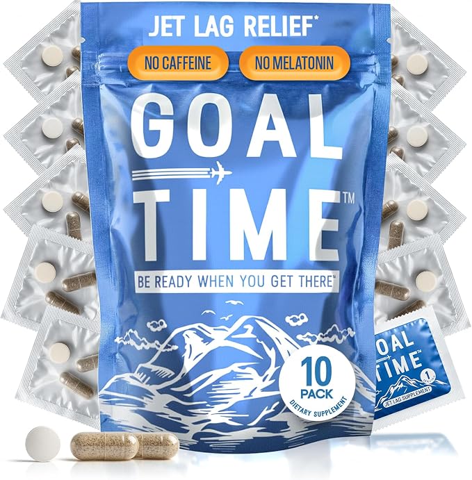 Jetlag Relief Pills, Jet Lag Remedy for Travel, Travel Supplement for Energy, Immune, Digestion Support - Long Flight Essentials | Made in USA, No Caffeine & Melatonin - 5 Flights Kit