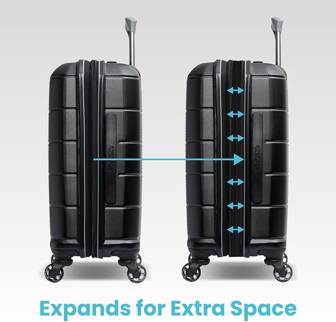 American Tourister Stratum 2.0 Hardside Expandable Luggage with Spinners | Jet Black | 3PC (CO/MED/LG)