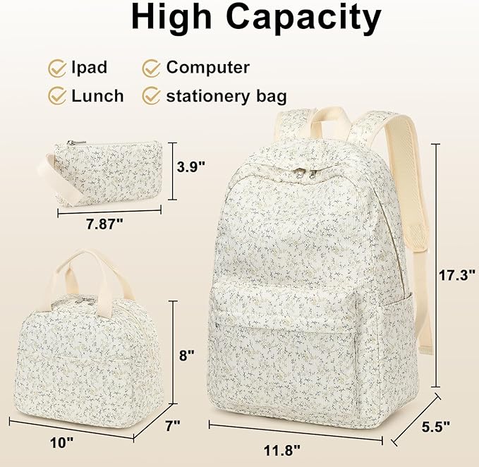 LEDAOU Backpack for Girls School Bag Kids Bookbag Teen Backpack Set Daypack with Lunch Bag and Pencil Case | Kids, Bookbag, Daypack, with Lunch Bag, and Pencil Case