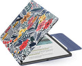 MoKo Magnetic Case for All-New 11" Kindle Scribe 2025(3rd Generation) & Kindle Scribe Colorsoft 2025(1st Gen) - Slim Folio Premium PU Leather Cover with Pen Clasp & Auto Sleep Wake, Blue Leaf Flower