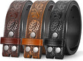SANSTHS 3 Pack Western Belts for Men Woman without Buckle, Cowgirl Cowboy Belt for Buckle Western Leather Belt for Jeans