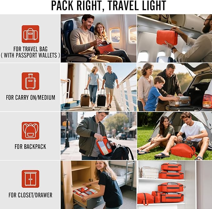 Veken 10 Set Packing Cubes for Travel Essentials, Suitcase Organizer Bags in 4 Sizes, Carry-On Luggage Accessories with Large Laundry Bag & Passport Holder, Must-Have for Airplane, Road Trip & Camping