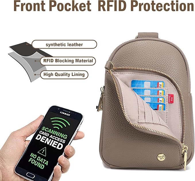 INICAT RFID Blocking Sling Bag, Anti Theft Crossbody Bag for Women Compact Travel Purses Vegan Leather