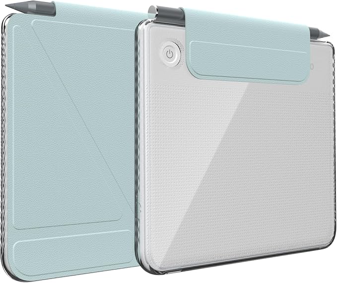 TUDIA M-FLIP Detachable Clear Magnetic Case for Kobo Libra Colour (2024) - [Auto Wake/Sleep] Shockproof Slim Transparent Back Magnetic Fold Cover with Stylus Holder (Baby Blue)