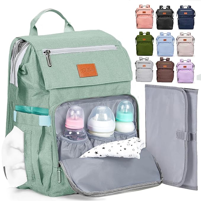 PILLANI Baby Diaper Bag Backpack - Baby Bag for Boys & Girls, Large Waterproof Diaper Backpack - Toddler Diaper Bag with Changing Pad, Boy Baby Shower Gifts for Mom - Newborn Stuff, Baby Essentials