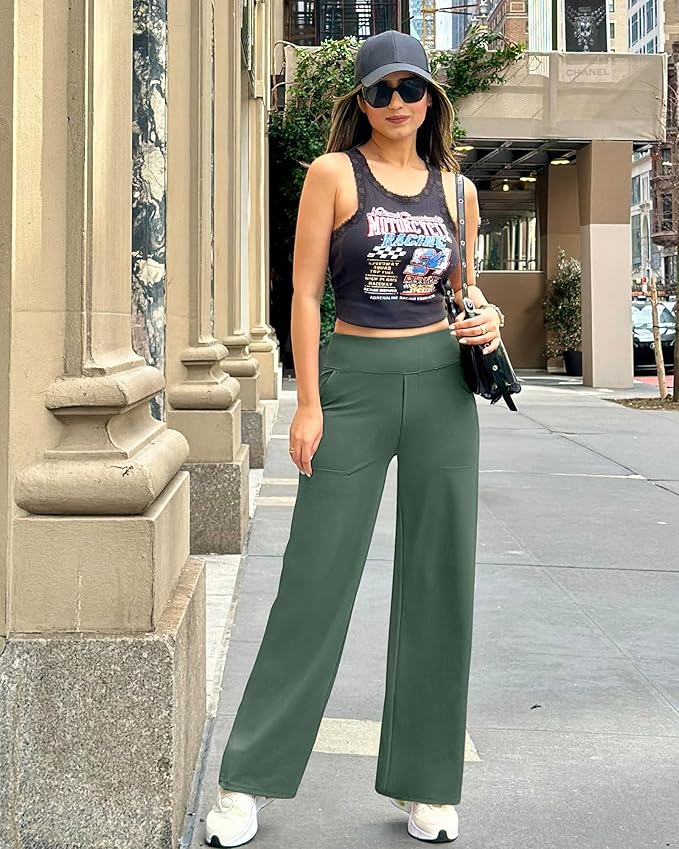 G4Free EverGoing Yoga Pants Women Wide Leg Pants with Pockets High Waist Stretch Dress Casual Sweatpants Petite/Regular/Tall