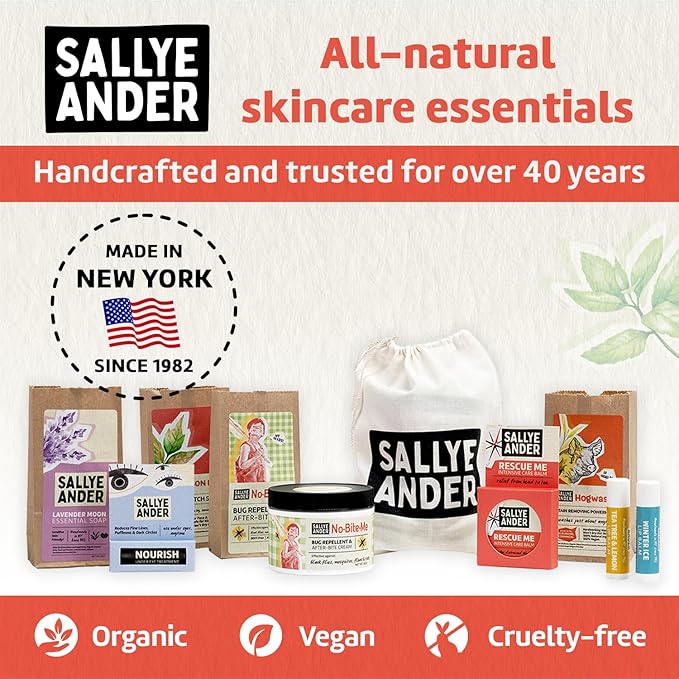 SALLYEANDER No Bite Me Natural Bug & Insect Repellent Lotion - DEET-Free Anti-Itch Cream - Safe for Kids, Infants & Adults - Repels Mosquitoes, Black Flies, Fleas & Ticks - Made in USA, 2oz