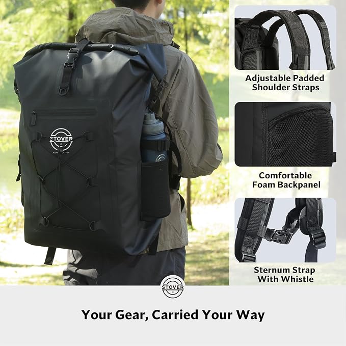 STOVER 5/10/25/30/40/55L Waterproof Dry Bag- Roll-Top Backpack w/Phone Case- Kayaking, Hiking, Camping, Boating- Men/Women