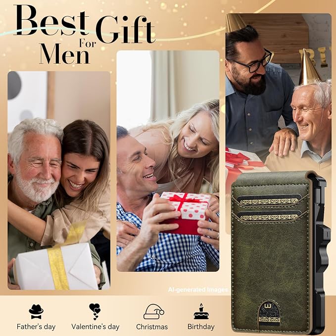furid Smart Wallet For Men Slim: Rfid Minimalist Pop Up Wallets with Money Clip Metal Credit Card Holder - Gifts for Husband Father at Birthday Anniversary