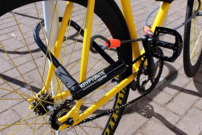 Kryptonite Keeper Bike U-Lock Standard with Braided Steel Cable, Heavy Duty Anti-Theft Bicycle U Lock, 12mm Shackle and 10mm x4ft Length Security Cable with Mounting Bracket and Keys | bike-locks