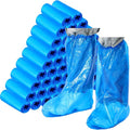 Chicingyou 200 Pack Thick Disposable Boot and Shoe Covers Non Slip Heavy Duty Plastic Shoe Covers 19" Tall for Indoors Outdoor Rain Snow Contractors Plumbers Gardening Work Boots (Blue)