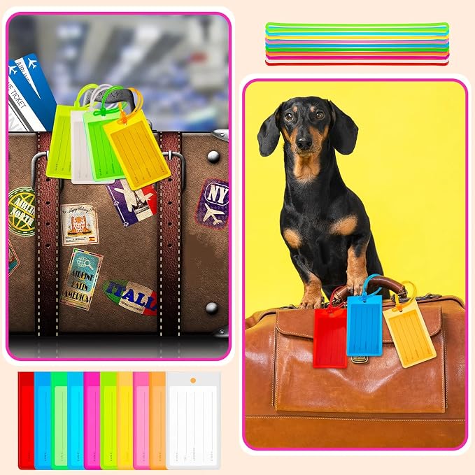 Sumind 150 Pcs Plastic Luggage Tags Assorted Name Identification Labels Flexible Suitcase Tags for Travel Baggage, 10 Colors (Classic Style)