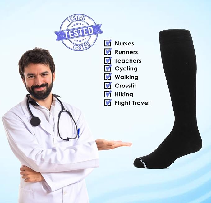Dr. Motion 4 Pairs Men's Athletic Traveler Graduated Compression Knee High Socks