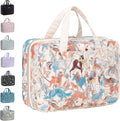 Everfun Travel Toiletry Bag with Hanging Hook and Leakproof Wet/Dry Compartments, Large Capacity Makeup Cosmetic Organizer for Women, 12x9x4.5 Inch, Animal lmprint