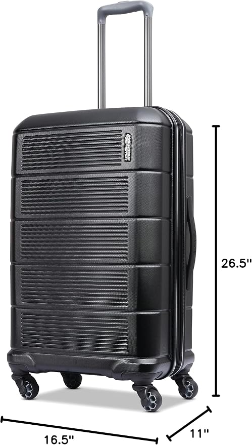 American Tourister Stratum 2.0 Expandable Hardside Luggage with Spinner Wheels, 24" SPINNER, Jet Black