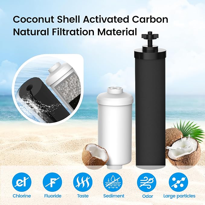 Filterlogic Gravity Water Filter, Replacement for Berkey®, Purewell®, ProOne®, Alexapure®, BB9-2® Black Filter & PF-2® Fluoride Filters, NSF/ANSI 372 Standard, Combo Pack
