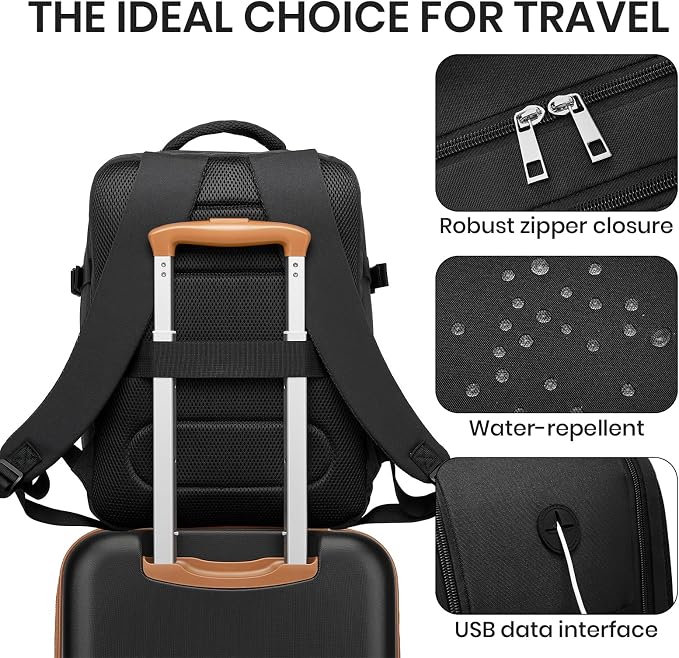 Kono Airline Approved Suitcase Set 3 Piece Luggage Set Lightweight Carry On Travel Luggage, TSA Lock Spinner Wheels Hardshell (Black/Brown, (BP/20))