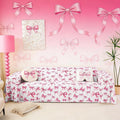 Kawaii Bow Couch Cover for Dogs,Pink Bow Tie Washable Couch Covers Cute Ribbon Bowknot Non Slip Sofa Cover,Dreamy Princess Style Aesthetic Bowknot Cushion Cover Dogs Sofa Slipcover for Pets,91" x 134"
