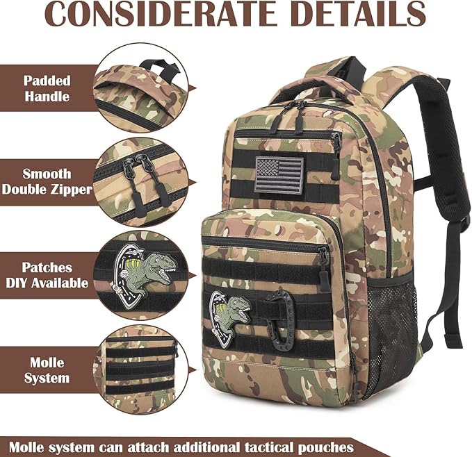 Kids Tactical Backpack Army Molle Bookbag Military Boys Backpack for School, Outdoor, Camping, CM