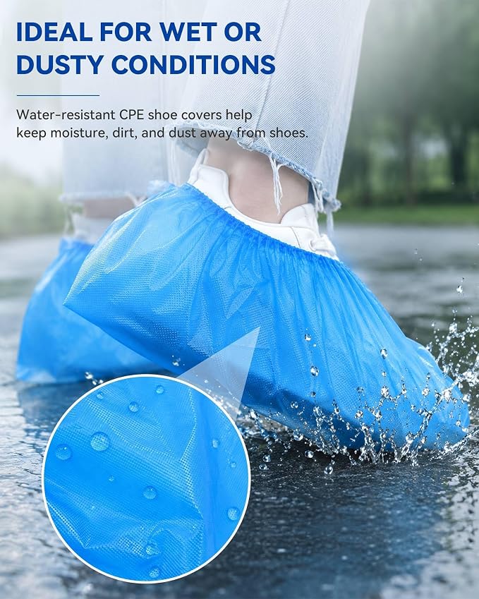 1000 Pack Shoe Covers Disposable, X-Large CPE Waterproof Boot Booties Covers Compact Roll for Home Cleaning, Real Estate, Indoors, Cleaning Crews, Open House Floor Protection, Fits Most(500 Pairs)