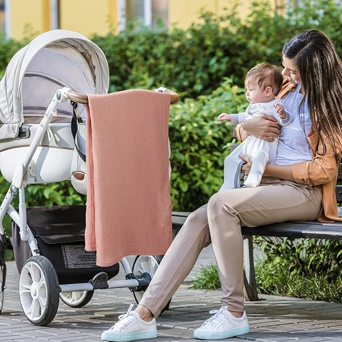 Treela 3 Pcs Muslin Cotton Breathable Nursing Cover Multi Use Car Seat Stroller Breastfeeding Cover for Breastfeeding Baby Shower Gifts Essentials(Rustic Color)