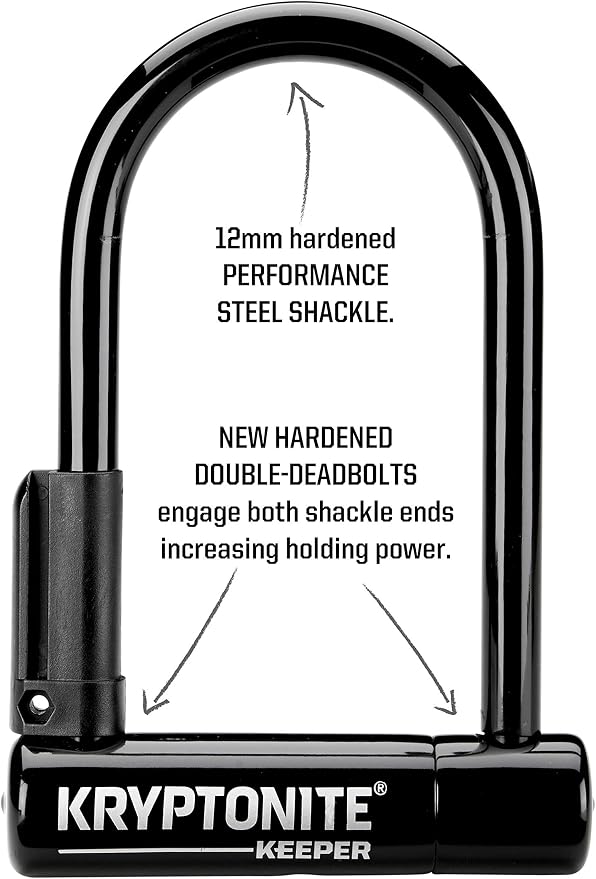 Kryptonite Keeper Mini-Bike Lock, Heavy Duty Anti-Theft U Lock with 12mm Harden Steel Shackle, Mounting Bracket and 2 Keys for Bike, Motorcycle, Scooter, Door, Gate, Fence | bike-locks