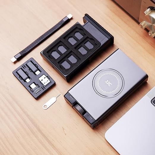 Cable Card High-Speed SD Card Reader Case,Multi Charging USB-C 3.1 Gen 2 Cable with Light/USB A/MicroUSB/OTG Adapter Convertor Kit & SD/TF Card Holder for Travel Phones Cameras PC Drones Data Transfer