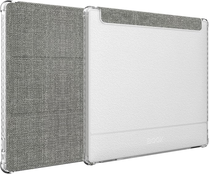 TUDIA SKN FLIP Designed for Onyx Boox Go 7 / Go Color 7 Case (Gen 1 & 2, 2024/2025) – [Enhanced Auto Wake/Sleep Function] Slim Shockproof Trifold 7" Cover with Transparent TPU Back (Grey)