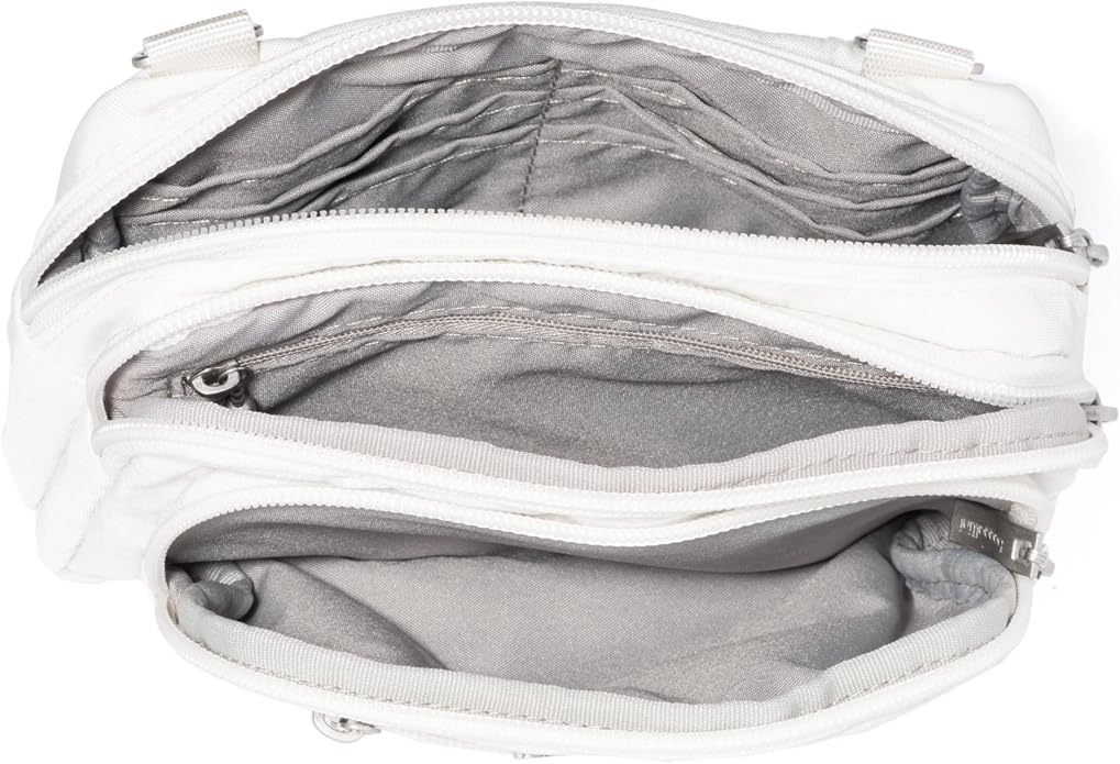Baggallini Triple Zip Small Crossbody Bag for Women - Lightweight Convertible Fanny Pack Belt Bag