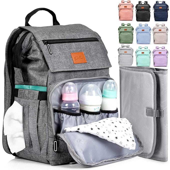 PILLANI Baby Diaper Bag Backpack - Baby Bag for Girls & Boys, Large Waterproof Toddler Diaper Backpack - Baby Shower Gifts & Registry Must Haves - Travel Diaper Bags with Changing Pad - Newborn Stuff