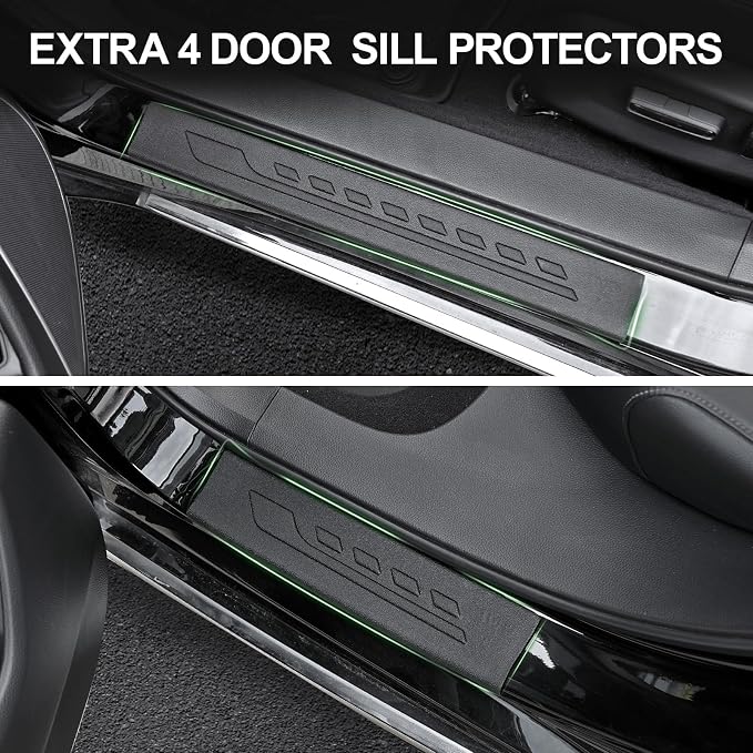 Floor Mats for 2018-2022 Honda Accord (Gas & Hybrid Models), TPE All Weather Durable Floor Liners Door Sill Guards for Honda Accord Accessories