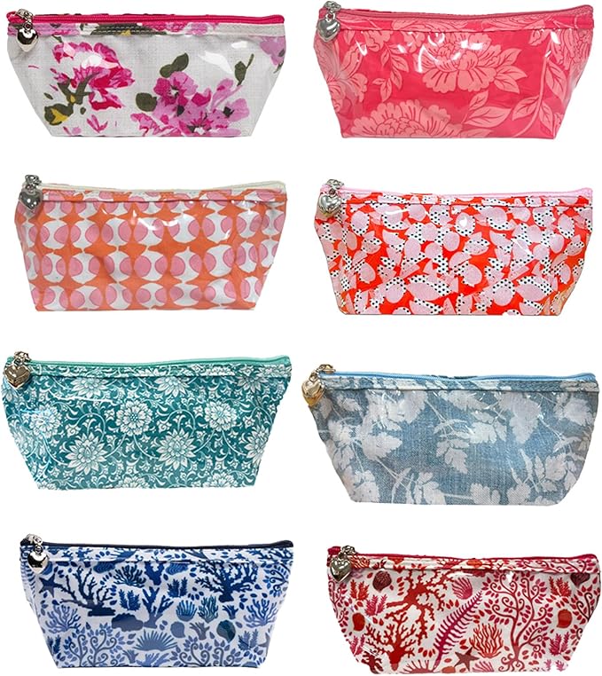 Jacaranda Living Extra Small Cosmetic Bag - Water-Resistant, PVC-Lined - Leaf Dance